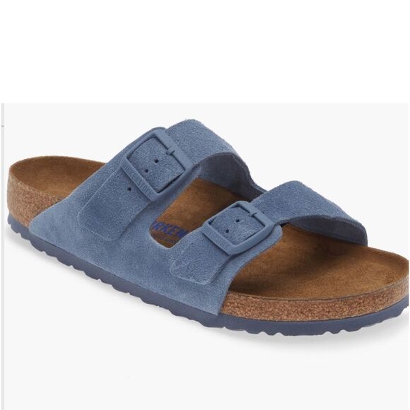 NWT Birkenstock Unisex Arizona soft slide sandals in elemental blue Size 43/10 - Picture 3 of 9